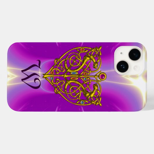 HYPER VALENTINE MONOGRAMM Pink Fuchsia Lila Case-Mate iPhone Hülle (Rückseite (Horizontal))