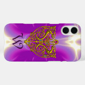 HYPER VALENTINE MONOGRAMM Pink Fuchsia Lila Case-Mate iPhone Hülle (Rückseite (Horizontal))