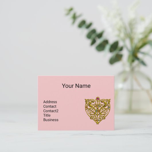 HYPER VALENTINE, PINK GOLD CELTIC KNOW HERZ JEWEL VISITENKARTE (Stehend Vorderseite)