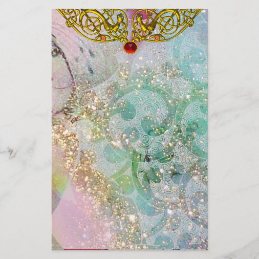 HYPER VALENTINE / RUBY GOLD CELTIC HERZ, blau Briefpapier (Vorderseite)