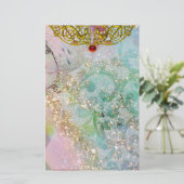 HYPER VALENTINE / RUBY GOLD CELTIC HERZ, blau Briefpapier (Stehend Vorderseite)