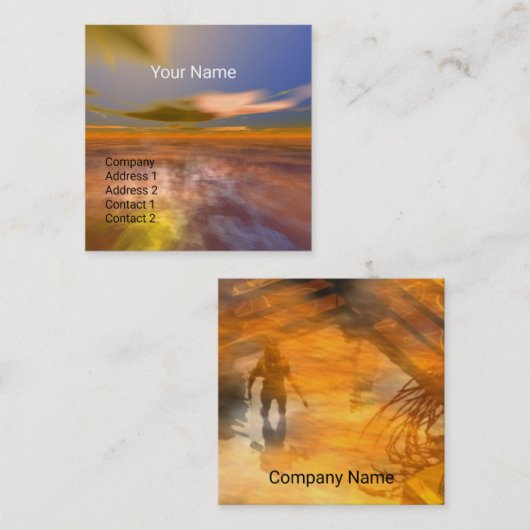 HYPERION WORLD ALIEN LANDSCAPE Science Fiction Quadratische Visitenkarte (Vorne/Hinten)