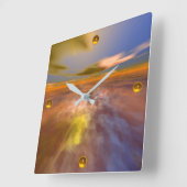 HYPERION WORLD, ALIEN SEASCAPE SKY, CLOUDS Sci-Fi Quadratische Wanduhr (Winkel)