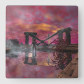 HYPERIONENTEMPEL WASSER-Science Fiction, SCI-Fi Quadratische Wanduhr (Vorderseite)