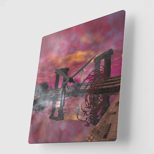 HYPERIONENTEMPEL WASSER-Science Fiction, SCI-Fi Quadratische Wanduhr (Winkel)