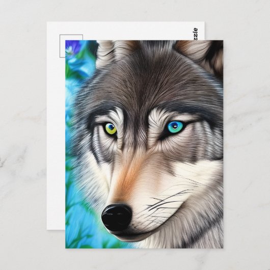 Hyperrealistische Wolf Digital Graphic Postkarte (Vorne/Hinten)