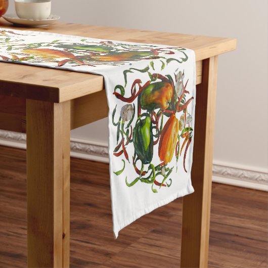 Hyperrealistisches Stillleben mit Paprikaschoten u Kurzer Tischläufer (Beispiel)