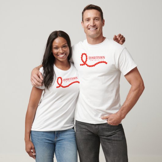 Hypertension Awareness Red Ribbon Beads T-Shirt (Unisex)