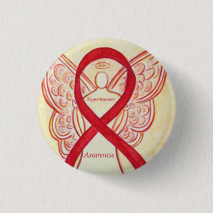 Hypertonie (HTN Awareness Red Ribbon Angel Button