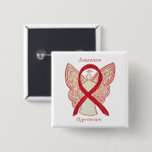 Hypertonie (HTN Awareness Red Ribbon Angel Button (Vorne & Hinten)