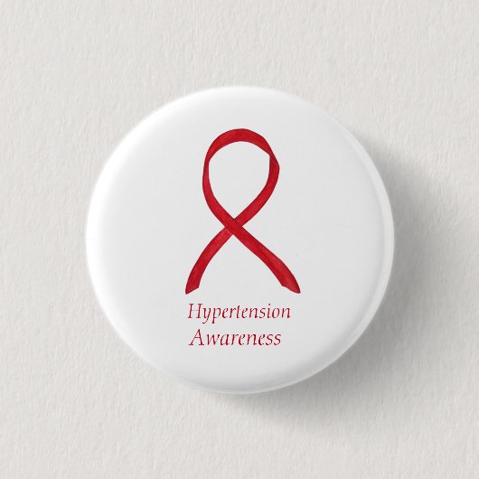 Hypertonie (HTN Awareness Red Ribbon Custom Button (Vorderseite)