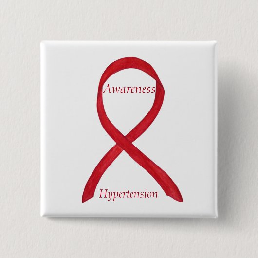Hypertonie (HTN Awareness Red Ribbon Custom Button (Vorderseite)