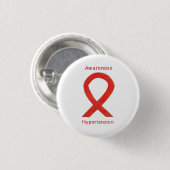 Hypertonie (HTN Awareness Red Ribbon Custom Button (Vorne & Hinten)