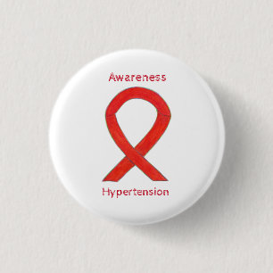Hypertonie (HTN Awareness Red Ribbon Custom Button