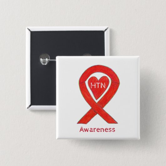 Hypertonie (HTN) Bewusstsein Herz Band Button (Vorne & Hinten)