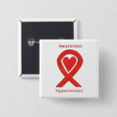 Hypertonie (HTN) Bewusstsein Rotes Herz Band Butto Button (Vorne & Hinten)