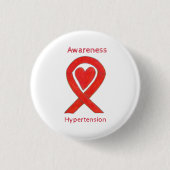 Hypertonie (HTN) Bewusstsein Rotes Herz Band Butto Button (Vorderseite)