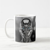Hypnitischer Roboter mit Chromaugen Kaffeetasse (Links)