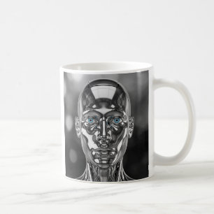 Hypnitischer Roboter mit Chromaugen Kaffeetasse