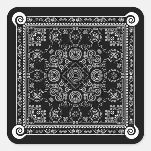 Hypno Hanky Spiral Bandana, Taschentuosensticker Quadratischer Aufkleber (Vorderseite)