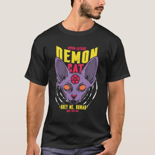 Hypno satanic dämonic cat T-Shirt (Vorderseite)
