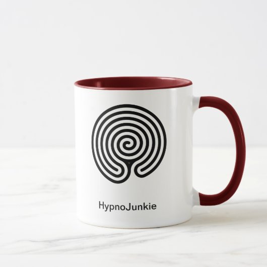Hypnose-Junkie-rotes und weißes Tassen-Labyrinth Tasse (Rechts)