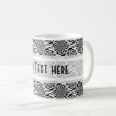 Hypnose-Muster Schwarz-weiß + Ihr Text Kaffeetasse (VorderseiteRechts)