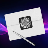 Hypnose Spiralkleber, schwarzer Hintergrund Quadratischer Aufkleber