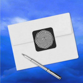 Hypnose Spiralkleber, schwarzer Hintergrund Quadratischer Aufkleber