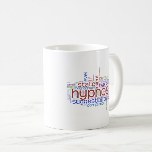 Hypnose-Wort-Kunst Kaffeetasse (VorderseiteRechts)