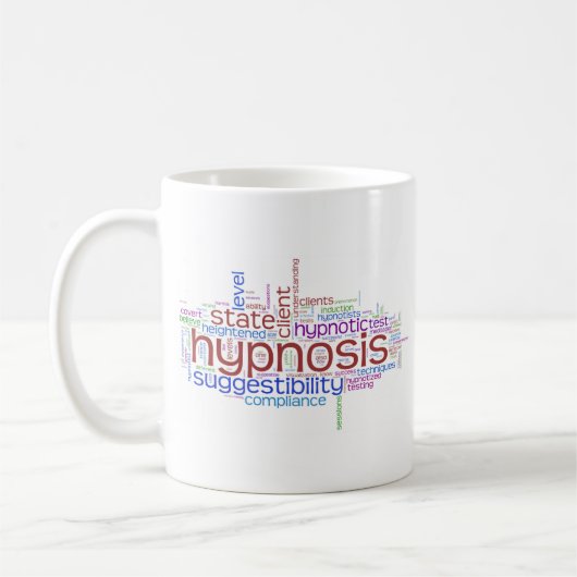 Hypnose-Wort-Kunst Kaffeetasse (Links)