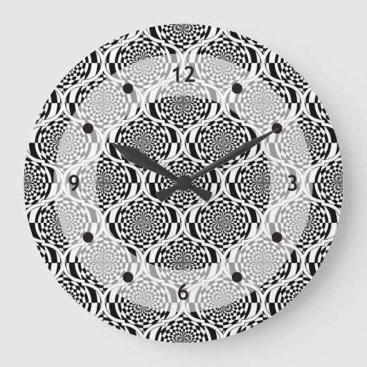 Hypnosis Pattern Schwarz-weiß + Ihre Ideen Große Wanduhr (Vorderseite)