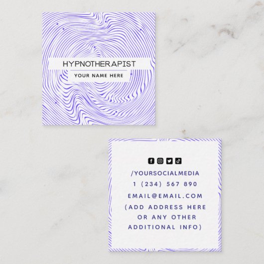 Hypnotherapeutin Hypnotise Optical Illusion Line A Quadratische Visitenkarte (Vorne/Hinten)