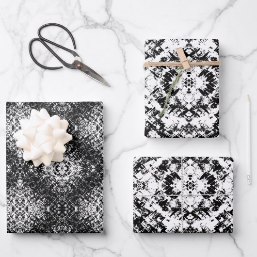 Hypnotic Abstract Black And White Modern Art Geschenkpapier Set (Vorderseite)