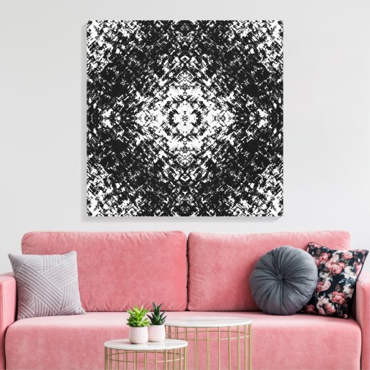 Hypnotic Abstract Black And White Modern Art Leinwanddruck (Insitu (Wohnzimmer))