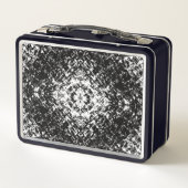 Hypnotic Abstract Black And White Modern Art Metall Brotdose (Rückseite)