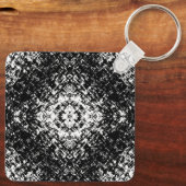 Hypnotic Abstract Black And White Modern Art Schlüsselanhänger (Rückseite)