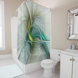 Hypnotic Abstract Golden Turquoise Teal Fractal Duschvorhang