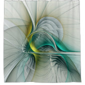 Hypnotic Abstract Golden Turquoise Teal Fractal Duschvorhang (Vorderseite)