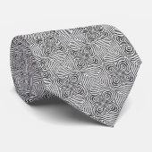 Hypnotic Black and White Concentric Circle Op Krawatte (Gerollt)