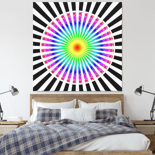 Hypnotic Blume Stretched Canvas Print Leinwanddruck (Insitu (Schlafzimmer))