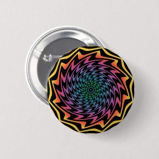 HYPNOTIC DISK Mesmerisierende Neon Cool Zig Zag Sp Button (Vorne & Hinten)