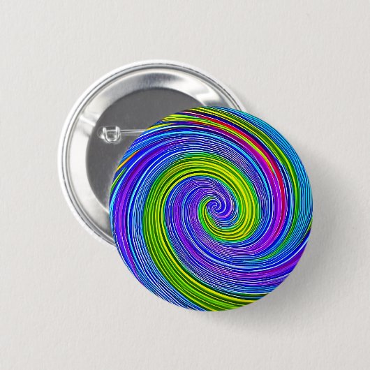 HYPNOTIC DISK Psychedelic Color Mesmerizing Spiral Button (Vorne & Hinten)