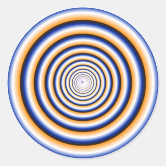 Hypnotic Fuzzy White Crazy Circular Vortex Disk Runder Aufkleber (Vorderseite)