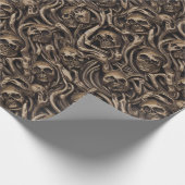 Hypnotic Gothic Horror Liquide Gold Skulls Geschenkpapier (Ecke)