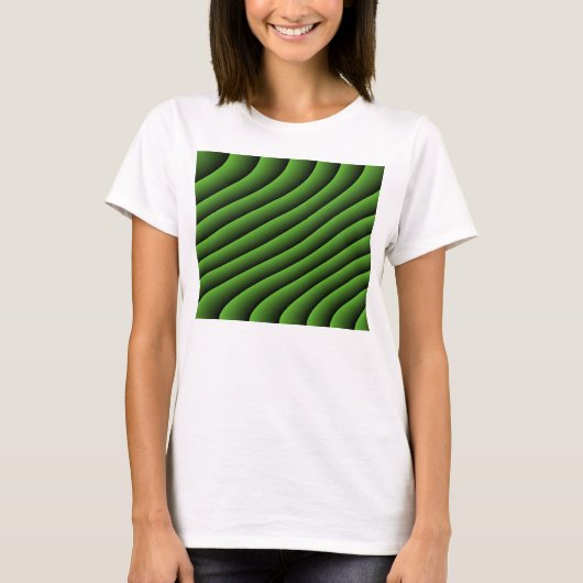 Hypnotic Green Wavy Lines Ladys T Shirt (Vorderseite)