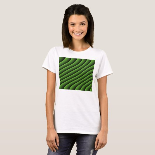 Hypnotic Green Wavy Lines Ladys T Shirt (Vorne ganz)