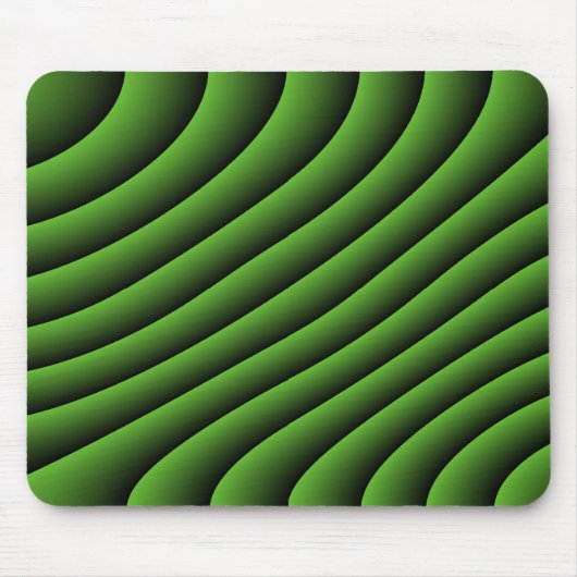 Hypnotic Green Wavy Lines Mousepad (Vorne)