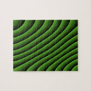 Hypnotic Green Wavy Lines Schwieriges Puzzle