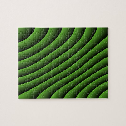 Hypnotic Green Wavy Lines Schwieriges Puzzle (Horizontal)